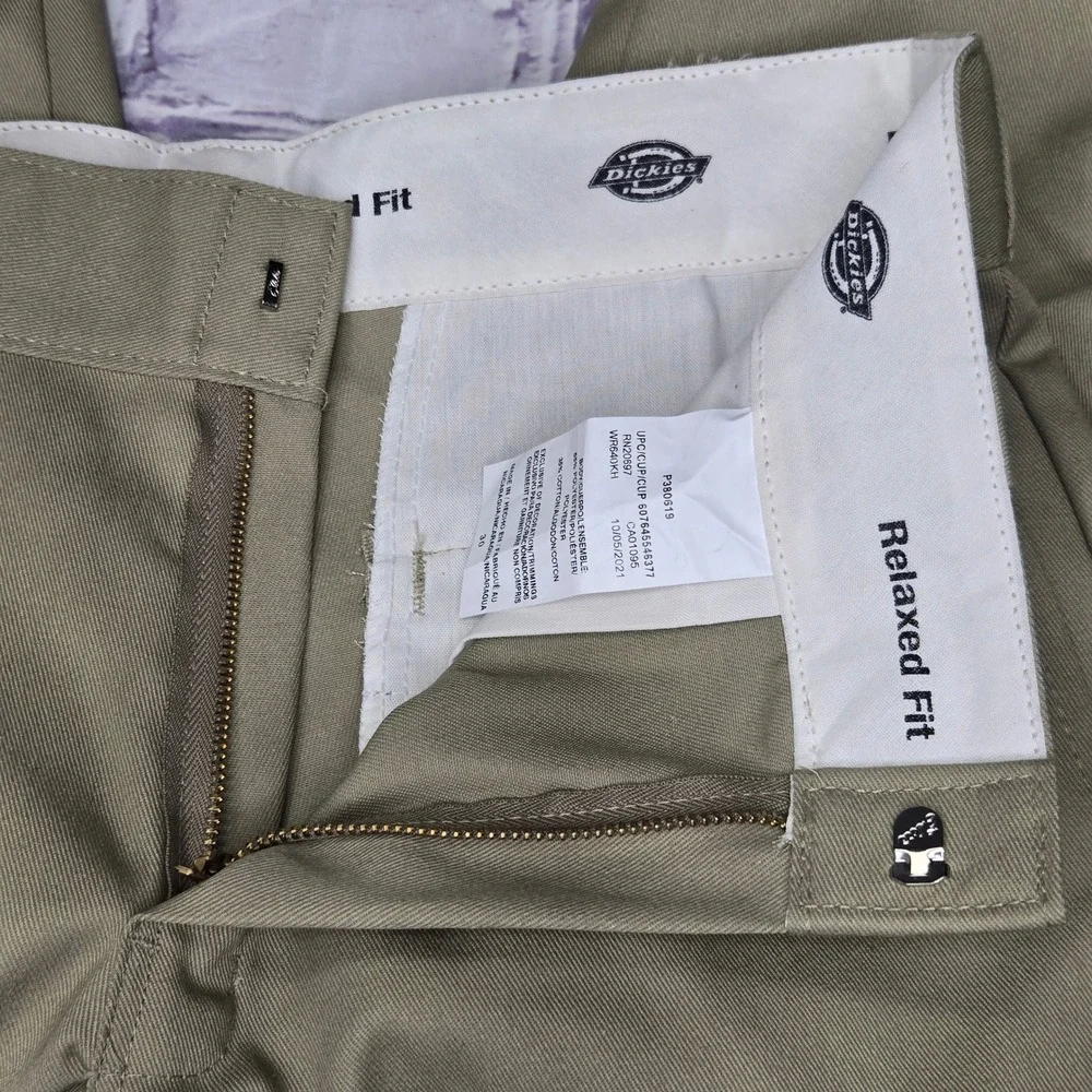 Dickies Shorts Khaki Relaxed Fit Multi-Pocket Workwear Chino Mens 30